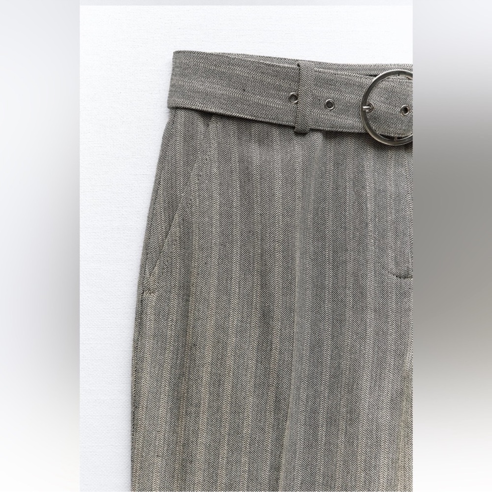 STRAIGHT LEG HERRINGBONE PANTS - Picture 6 of 7